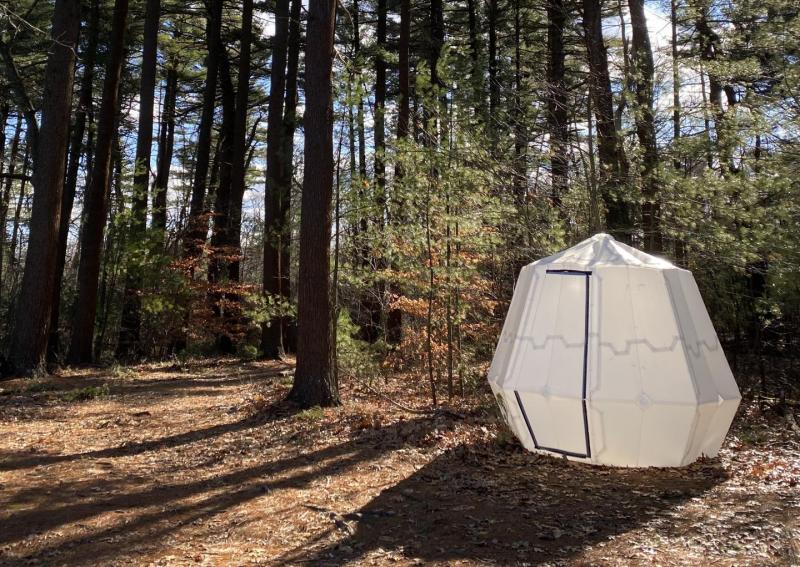An inflatable shelter made from plastic sheets