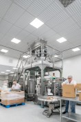 The ceiling in the industrial bakery had to meet FDA and Health Department requirements for hygiene.
