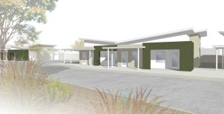 Rendering of The Monarch Apartment Homes, a 60-unit, affordable housing community located in Palm Springs, CA.