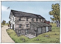 BACK VIEW OF HERB HOUSE WITH RECONSTRUCTION OF WOOD SHED