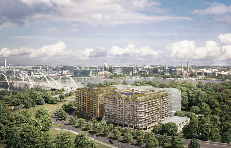 A rendering of Bridge District Parcels 1-2 in Washington, D.C.