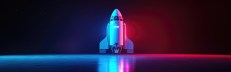 3D cartoon rendering featuring the SpaceX Falcon 9 Axiom Mission 3 an all private astronaut mission to the International Space Station