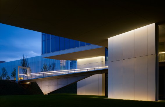 The east 2nd floor entry ramp penetrates into the courtyard