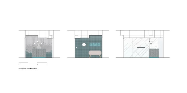Coloured elevation of the reception area 