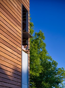 Open slat rear stair