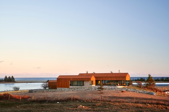 All three volumes, seen here from the west, are clad in 11-gauge weathering steel with Solarban 70XL glazing from Vitro Architectural Glass.