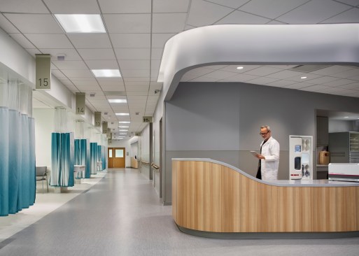 The architects matched the swooping and curving lines of the building's exterior on the interior