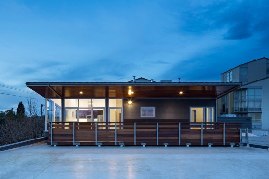 Third floor residence at dusk.