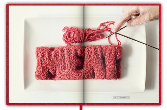 Inside&nbsp;The In Vitro Meat Cookbook by&nbsp;Koert van Mensvoort.