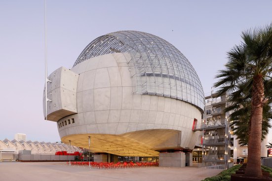 The Sphere, a globular addition of dome and concrete on the Academy Museum of Motion Pictures' north end