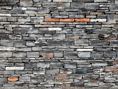 A detail of wapan tiling using salvaged building blocks for the Ningbo Historic Museum.