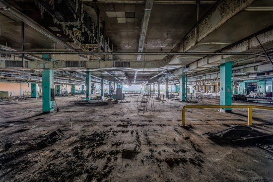 Packaging floor of the Packaging house following work by the asbestos abatement crew.