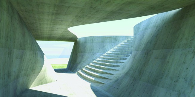 Casa Dunas, in Isabela, Puerto Rico, anticipates rising sea levels with non-plumb walls designed to resist wave impacts.