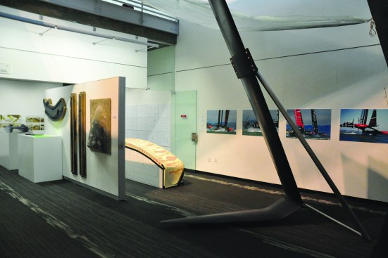 Von Oeyen’s November 2014 exhibition at the University of Southern California, “Performative Composites: Sailing Architecture,” included models and mock-ups of Greg Lynn’s 42-foot trimaran as well as a carbon-fiber America’s Cup hydrofoil.