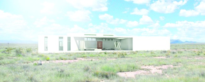 Split volumes form the Y-House in Marfa, Texas, allowing multiple vantage points of the landscape.
