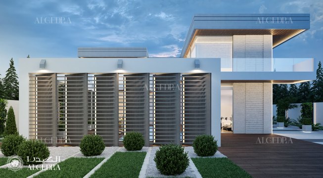 Fence design in modern villa exterior