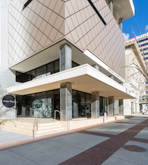 he exterior metal wall panels’ diagonal pattern and Champagne Bronze color finish, visually connect the new building to the brick patterning and terra cotta facade of its 101-year-old neighbor, the recently renovated Janet Quinney Lawson Capitol Theatre.