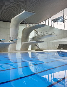 In situ cast concrete diving boards.