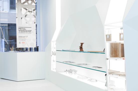 As part of the reopening, the store is hosting an exhibition "Metal Workshop: Cranbrook for Alessi," which showcases the fruits of a 2009 design workshop between the Bloomfield Hills, Mich.-based design school and the Italian manufacturer.