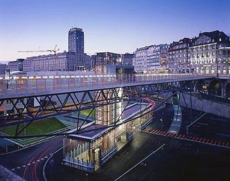 Interface Flon Train Station, Lausanne, Switzerland, by Bernard Tschumi, FAIA.