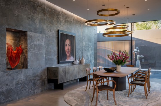 Serenity Indian Wells luxury home modern dining room artworks & interior design