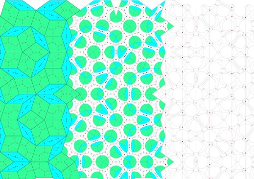 Diagram showing the&nbsp; fa&ccedil;ade's evolution from the penrose grid to the Mega Panels of tiles.