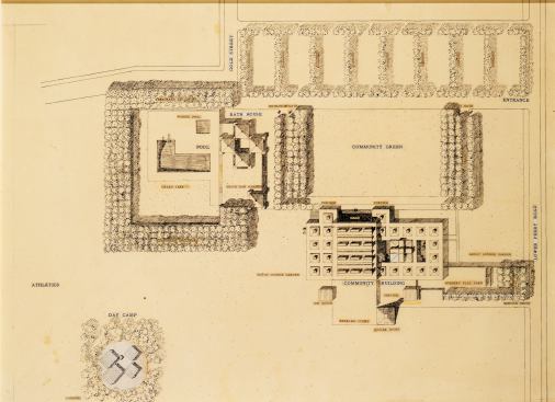 The full design team, which included Farewell Mills Gatsch (FMG) and Heritage Landscapes, carefully studied Kahn's 1955 plan for the bath house, pool, and day camp, as well as an extensive landscape scheme that was never completed.