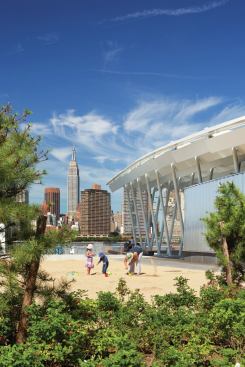 A view of the urban beach.