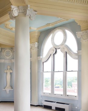 Many of the historic spaces, such as the central stair, city manager?s office , and council chambers, needed little heavy-duty restoration work, but low-energy lighting and sprinklers were added throughout.