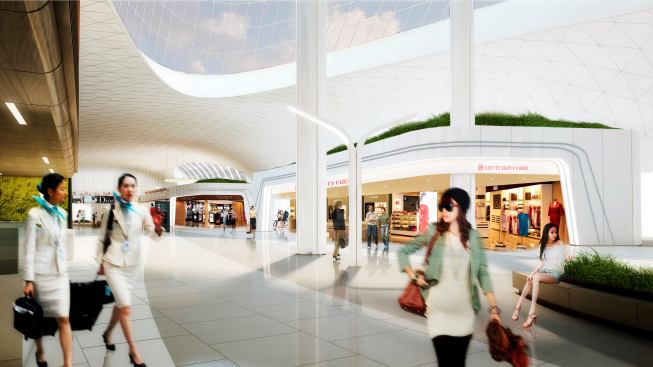 The departure concourse is envisioned as a retail street within the airport.