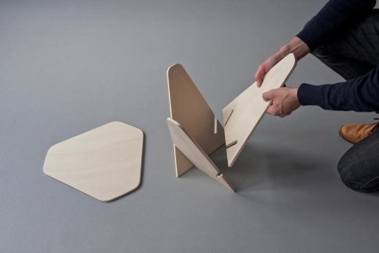 The three base pieces friction fit together via pre-cut&nbsp;slots.