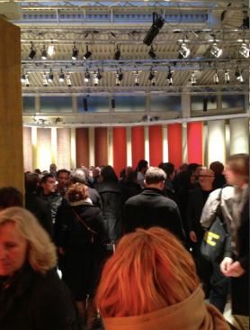 The Revolving Room, a series of spinning fabric panels at the Fuori Salone, was the result of a collabroation between Kvadrat and Moroso.