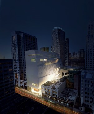 November 2011 rendering showing the museum exterior at night.