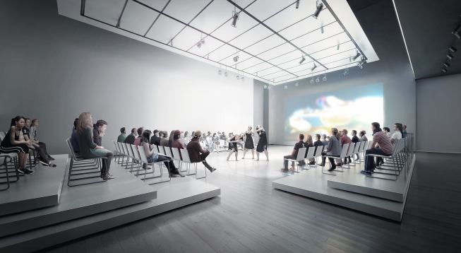 A double-height "white box" multipurpose space will be located on the fourth floor of the new addition, and will be used for liver performances as well as a venue for the museum's education programs.