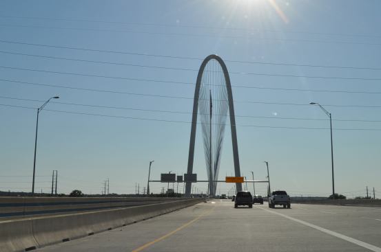 View from the roadway, headed toward west Dallas.