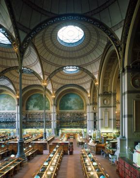 Henri Labrouste, Biblioth&egrave;que nationale, 1854-1875. Paris. View of the reading room.