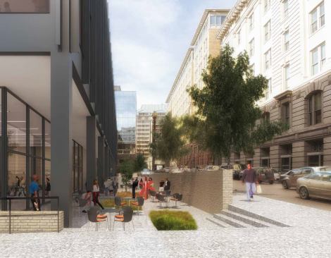Another option for outdoor space next to the proposed caf&eacute; location. (Jan. 2015)