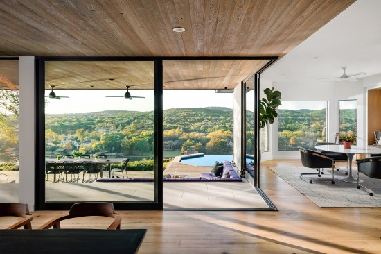 At the Junction of Breakfast, Dining and Kitchen Spaces a Sliding Corner Window opens to a Belvedere