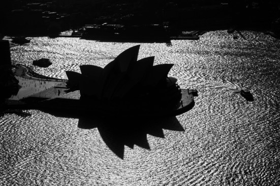 "Sydney Opera House Silhouette," by Ethan Rohloff, of the Sydney Opera House, designed by Jørn Utzon; 2019 AIA|LA Architectural Photography merit award winner