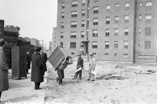 Moving in day at the still-unfinished East River Houses, April 1, 1941