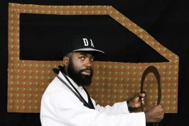 Artist Derrick Adams, photographed in his studio
