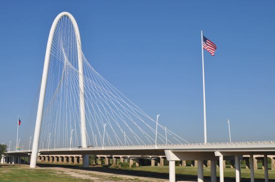 The new Margaret Hunt Hill Bridge will be for vehicular traffic only;&nbsp;with the old bridge it replaces (beyond), although&nbsp;still in use, is slated to become a pedestrian crossing.