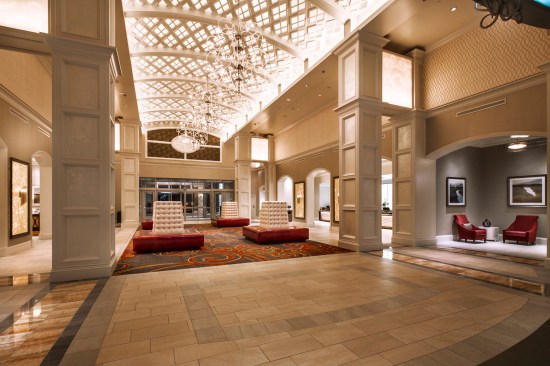 Inside, the resort’s three hotels (two new hotels and one existing) now share a grand new entrance lobby.