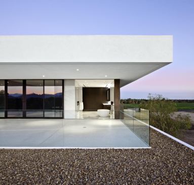 The master bathroom also opens fully to the deck.   2012 CHDA  Desert Panorama House, La Quinta, Calif.  Merit Award/Custom Home More Than 5,000 Square Feet  XTEN Architecture, Culver City, Calif.