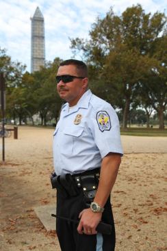 National Park Service police were on hand to enforce closures.