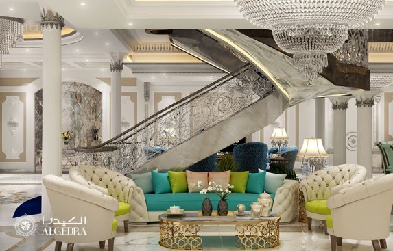 Sitting area design in a luxury villa
