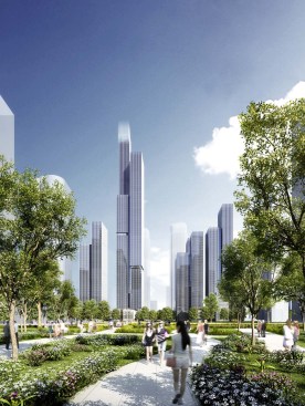 Nanjing Financial City Site 47Internationaler Wettbewerb 2015 - 1. Preis (2016)Auf einen 65.000 m² großen Grundstück im CBD des Hexi Districtes in Nanjing sollen oberirdisch 500.000 m² Mixed-Use errichtet werden. Neben 4 Hochhäusern mit einer Höhe zwischen 154 m und 197 m soll auf dem Grundstück auch ein Landmarktower mit einer Höhe von 415 m errichtet werden.  Entwurf: Meinhard von Gerkan und Nikolaus Goetze mit Marc Ziemons Partner: Nikolaus GoetzeAssoziierter Partner: Marc Ziemons Projektleitung: Jan BlaskoBauherr: Nanjing Financial City Construction Development Co., LtdBGF: 785.098 m²BRI: 3.700.000 m³