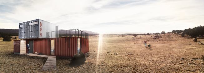 The Container Cabin in Canon City, Colo., a two-bedroom vacation retreat with guest quarters.