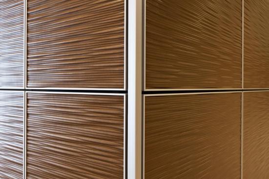 LEVELe Wall System with Capture panels; insets in Bonded Bronze with Natural Patina and Kalahari pattern at Princeton Medical Arts Pavilion, Plainsboro, New Jersey