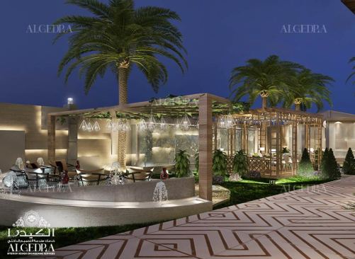 Modern villa landscape with pergola design